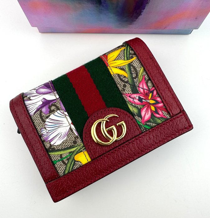Gucci Ophidia Red Floral GG Bi Fold wallet