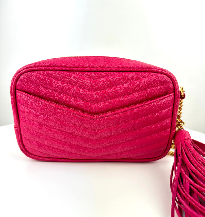 Saint laurent Mini Lou Quilted Leather Crossbody Bag Fuschia
