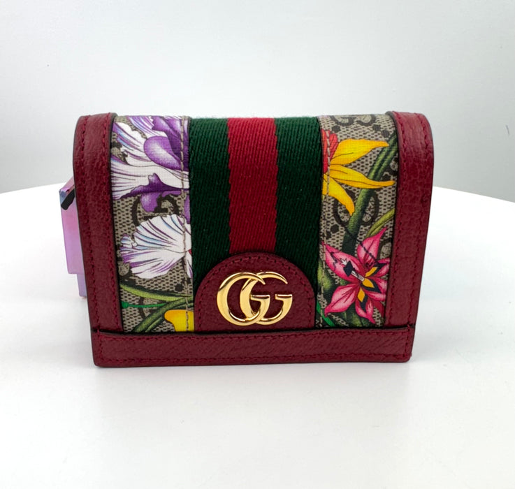 Gucci Ophidia Red Floral GG Bi Fold wallet