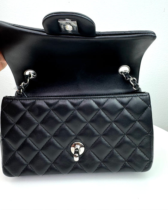 Chanel Classic Mini Flap Bag in Black with Silver hardware