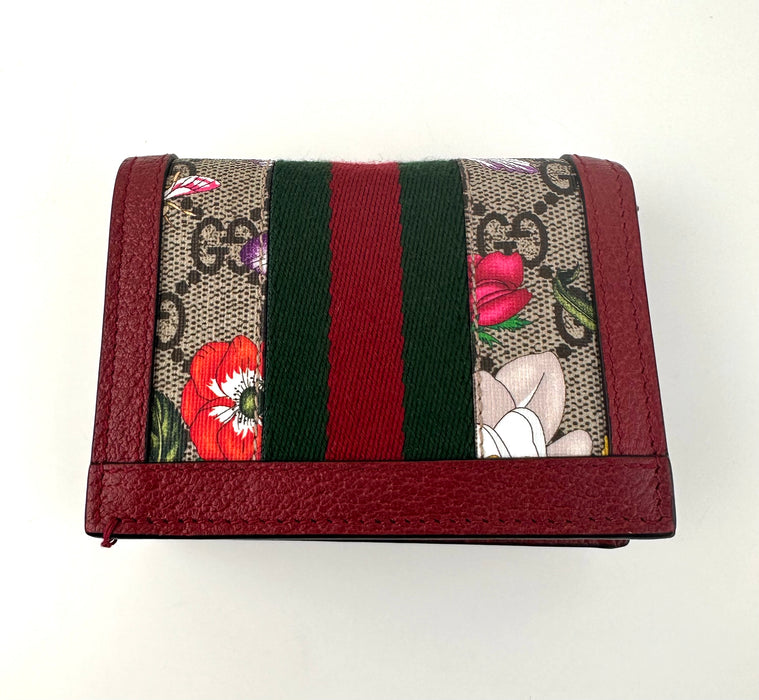 Gucci Ophidia Red Floral GG Bi Fold wallet