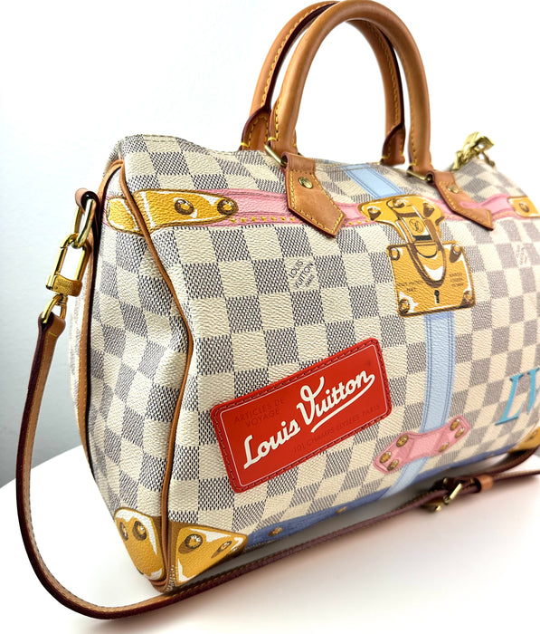 Louis Vuitton Damier Azur Summer Trunks Speedy Bandouliere 30