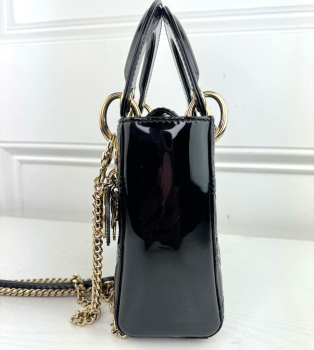 Dior Mini Lady Dior Bag in Patent Calfskin Cannage LSC INC