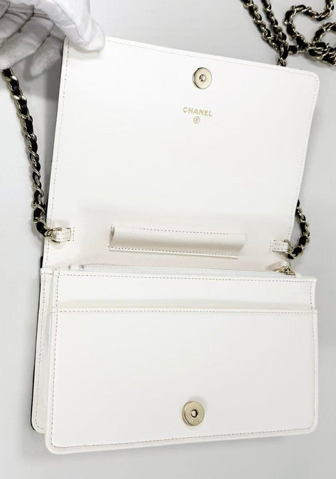 Chanel Lambskin Quilted Book Wallet On Chain WOC Black