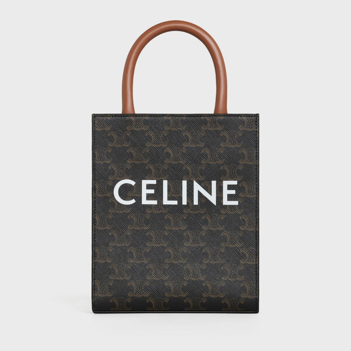 Celine Mini Vertical Cabas in Triomphe Canvas and Calfskin