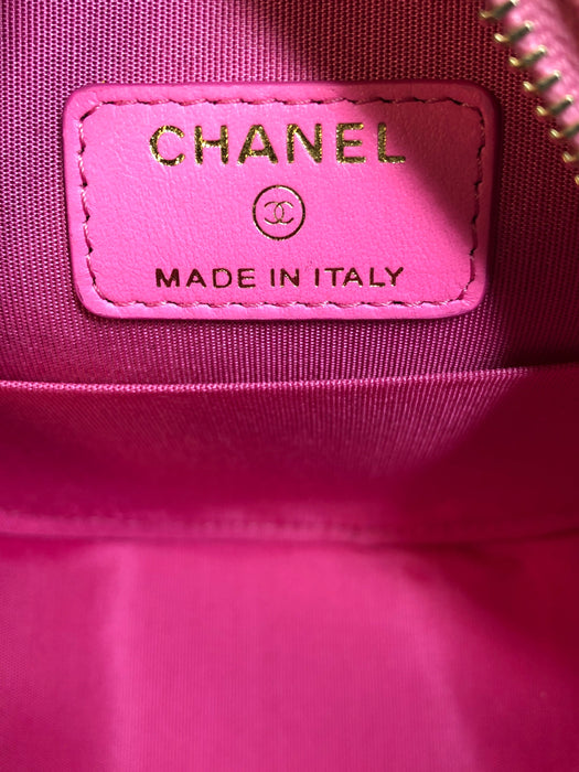 Chanel 19 Round Clutch with Chain Quilted Denim