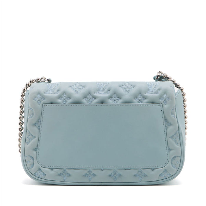 Louis Vuitton Embroidered Monogram Lambskin Mama Broderie Shoulder Bag Blue Leather