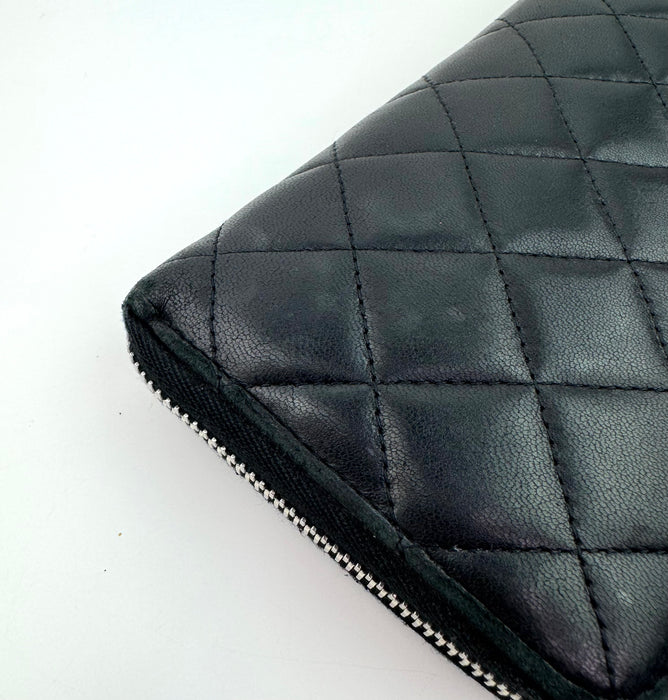 Chanel Lambskin Black Zip Wallet