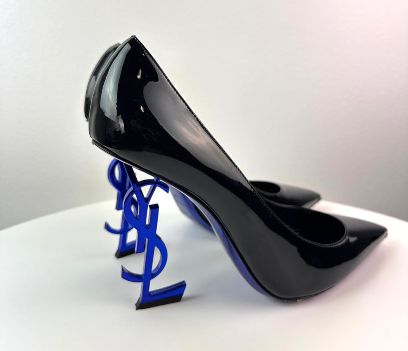 Saint Laurent Opyum Patent Leather Pumps Black Blue