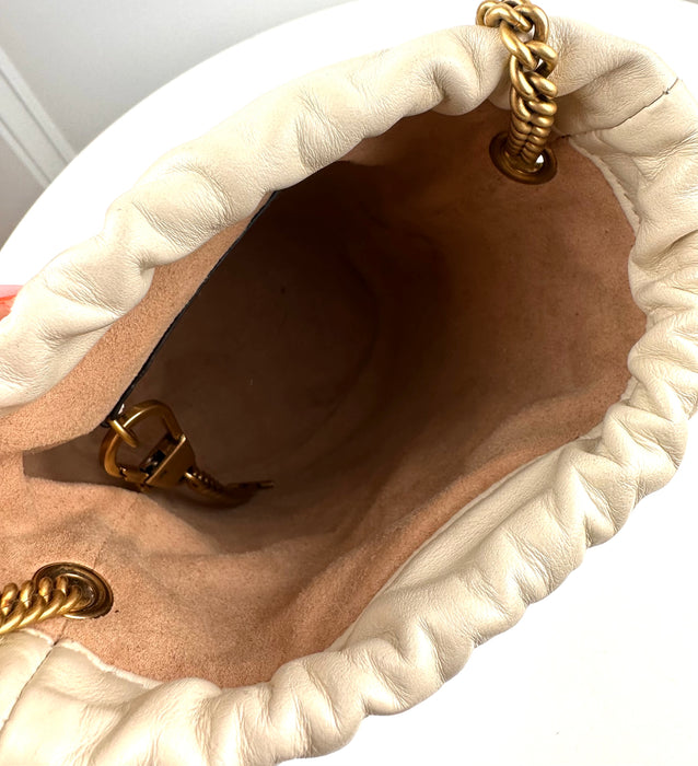 Gucci GG Marmont Mini Bucket Bag in Ivory