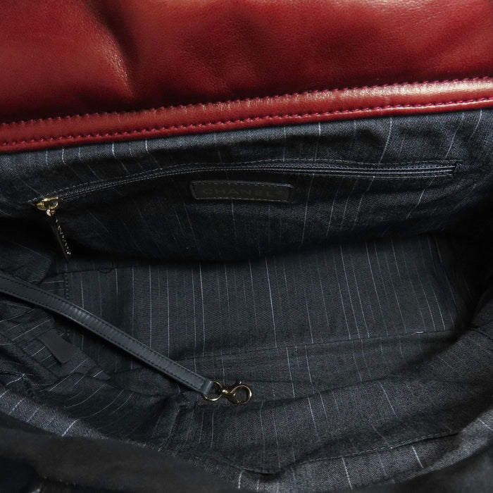 Chanel Black/Red Quilted Glazed Leather Large Portobello Tote