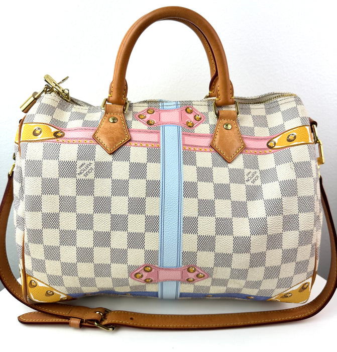 Louis Vuitton Damier Azur Summer Trunks Speedy Bandouliere 30