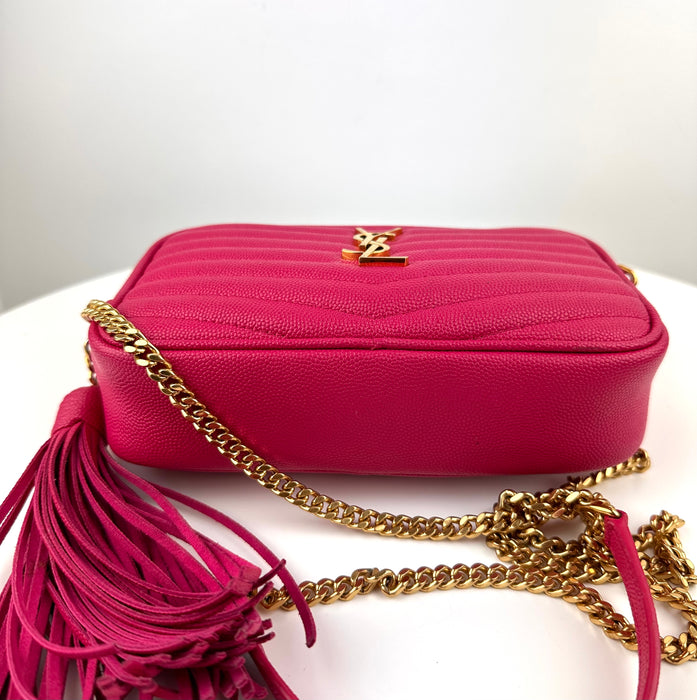 Saint laurent Mini Lou Quilted Leather Crossbody Bag Fuschia