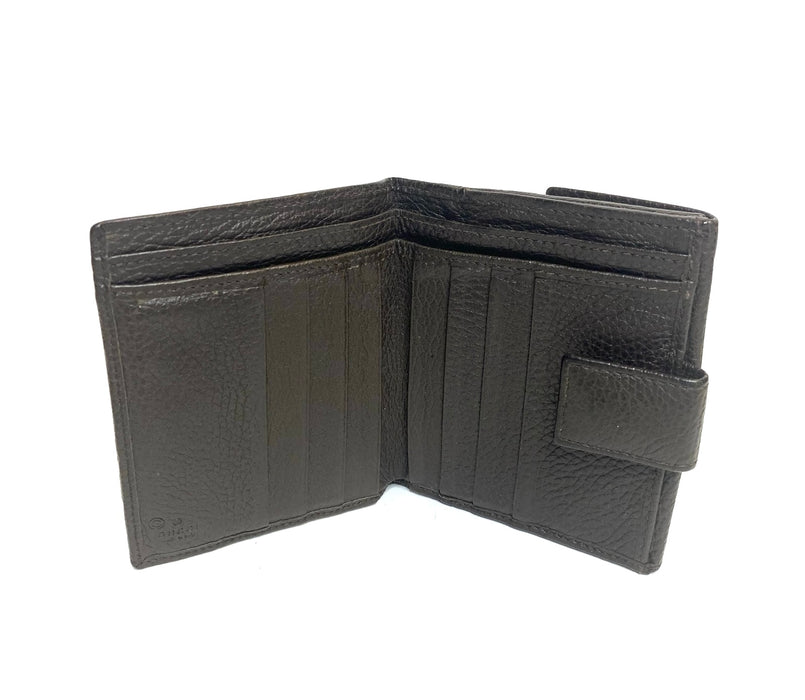 Gucci Calfskin Denim Monogram French Flap Wallet