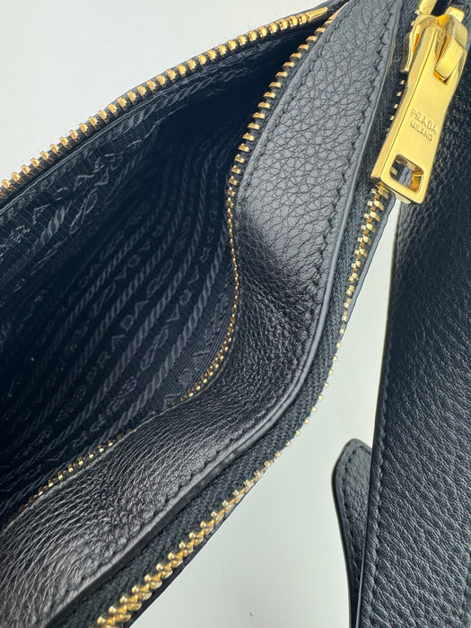 Prada Black Vitello Daino Leather Belt Bag