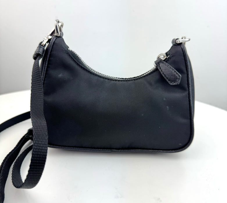 Prada Tessuto Nylon Mini Re-Edition Shoulder bag Black