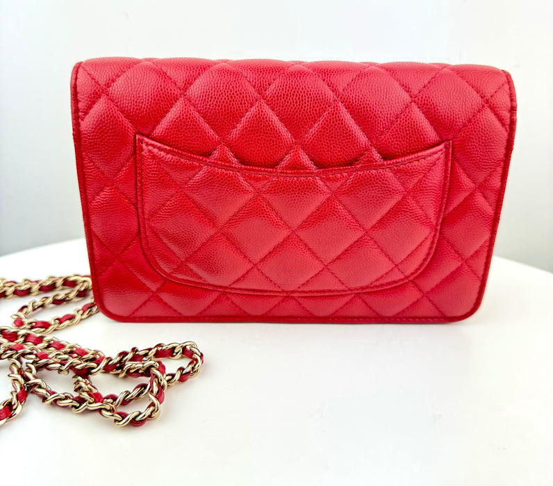Chanel Classic Caviar on Chain red