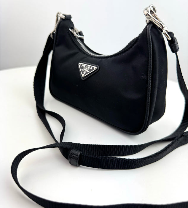 Prada Tessuto Nylon Mini Re-Edition Shoulder bag Black