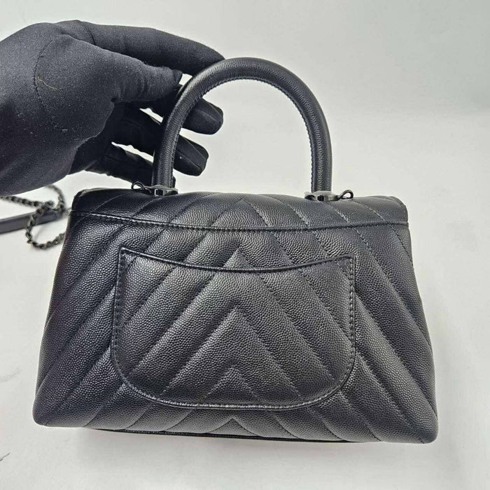 Chanel Chevron Small Caviar  Coco Top Handle Flap bag