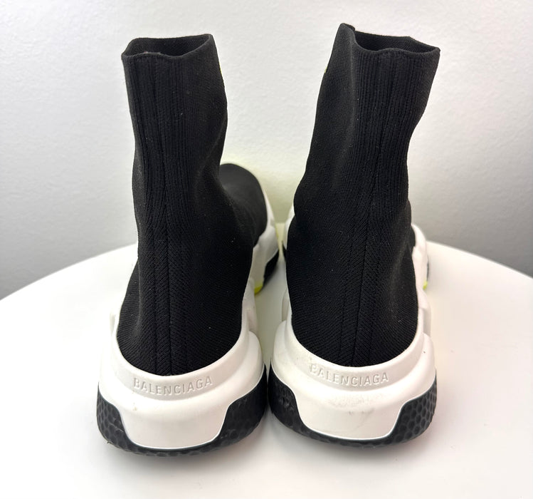 Balenciaga Speed Sneakers in Black and White with Lime Green