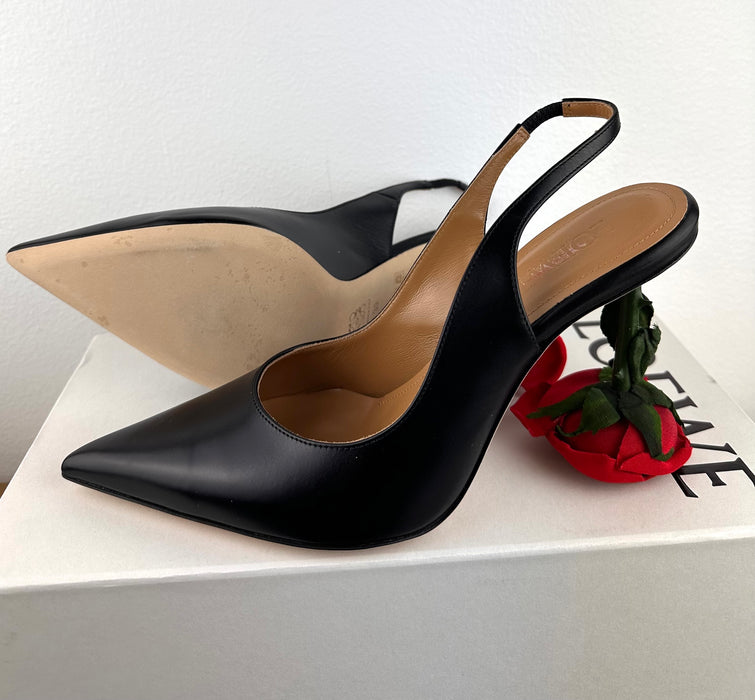 Loewe Rose Heel Slingback In Calfskin