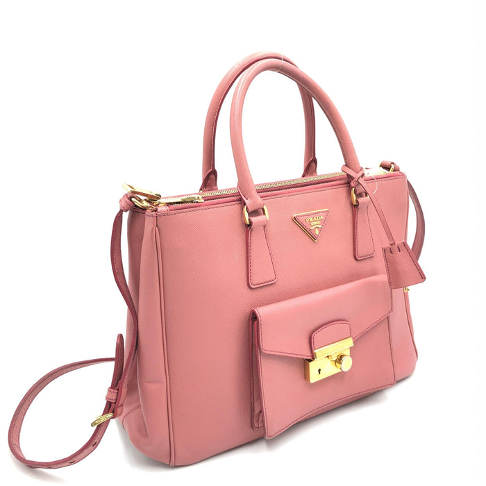 Prada Pink Saffiano Lux Galleria Tote Bag
