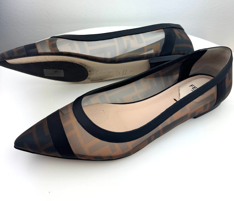 Fendi FF Mesh Colibri Ballerina Flats