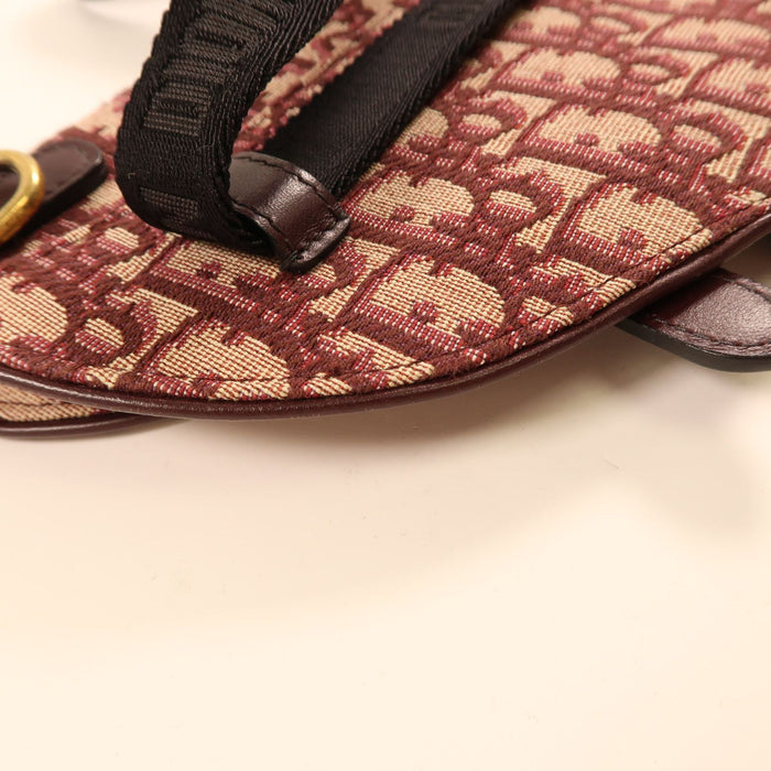 Dior Burgundy Oblique Canvas and Leather Saddle Belt Bag