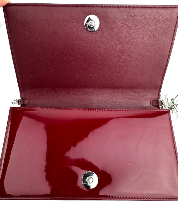 Dior Lady Dior Cherry Cannage Quilt Red Patent Chain Bag