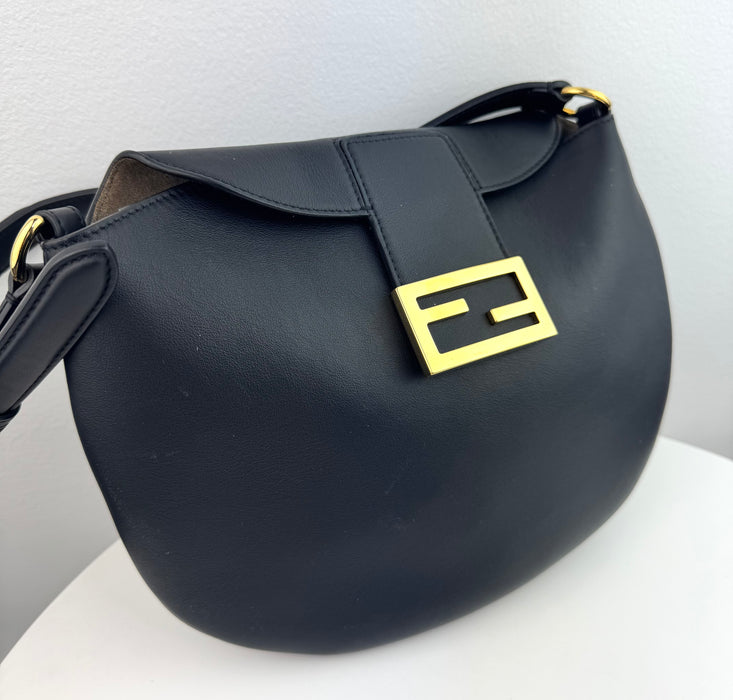 Fendi Vitello Grace Suede Small Croissant Hobo bag
