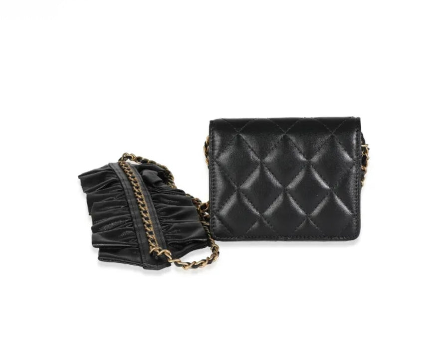 Chanel Romance Clutch/ Wallet With Chain Quilted Lambskin Mini