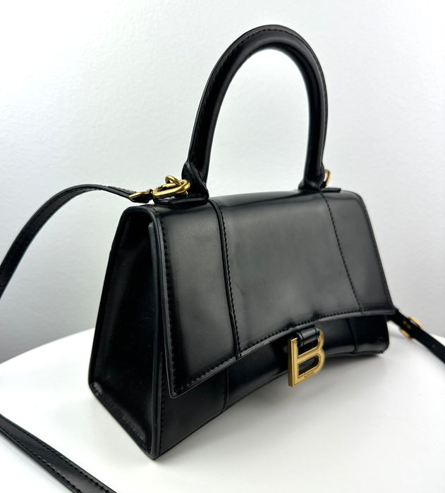 Balenciaga Hourglass Small Top Handle Bag in Black