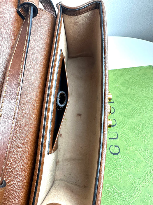 Gucci Padlock GG leather-trimmed shoulder bag