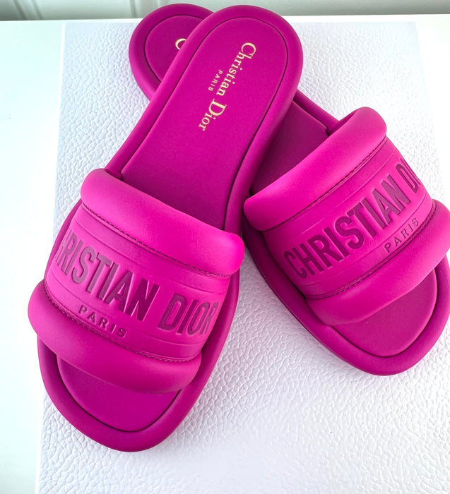 Dior Ever D Slides Pink Embossed Lambskin