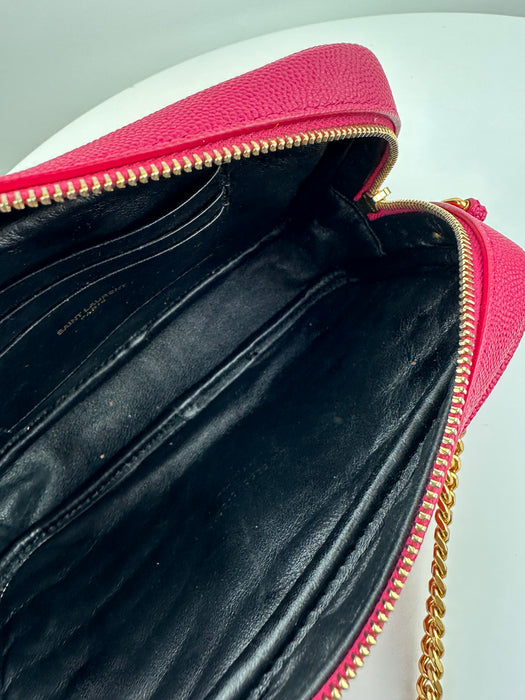 Saint laurent Mini Lou Quilted Leather Crossbody Bag Fuschia