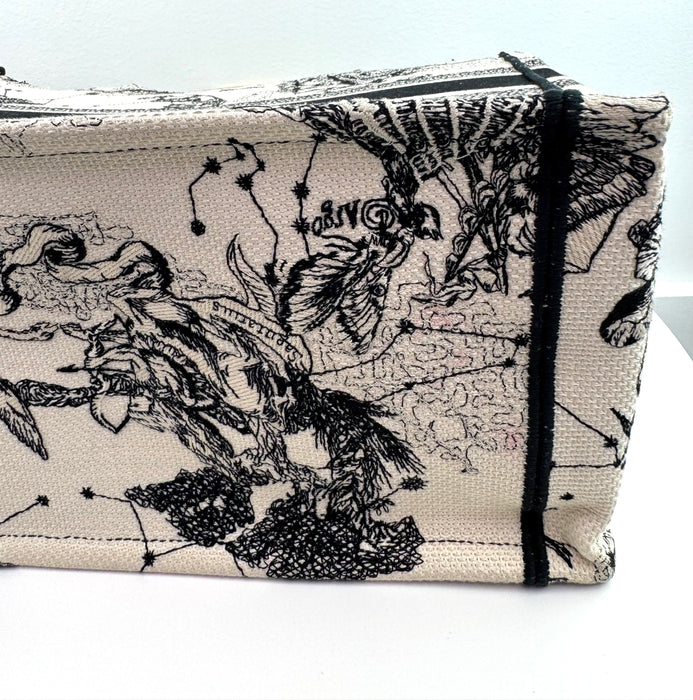 Dior Canvas Embroidered Small Toile De Jouy Book Tote Latte