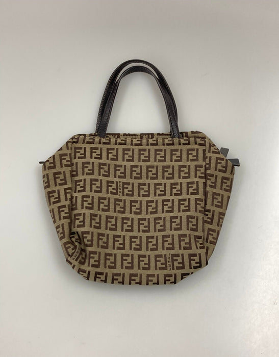 Fendi Zucchino Canvas Mini Hand Bag Beige