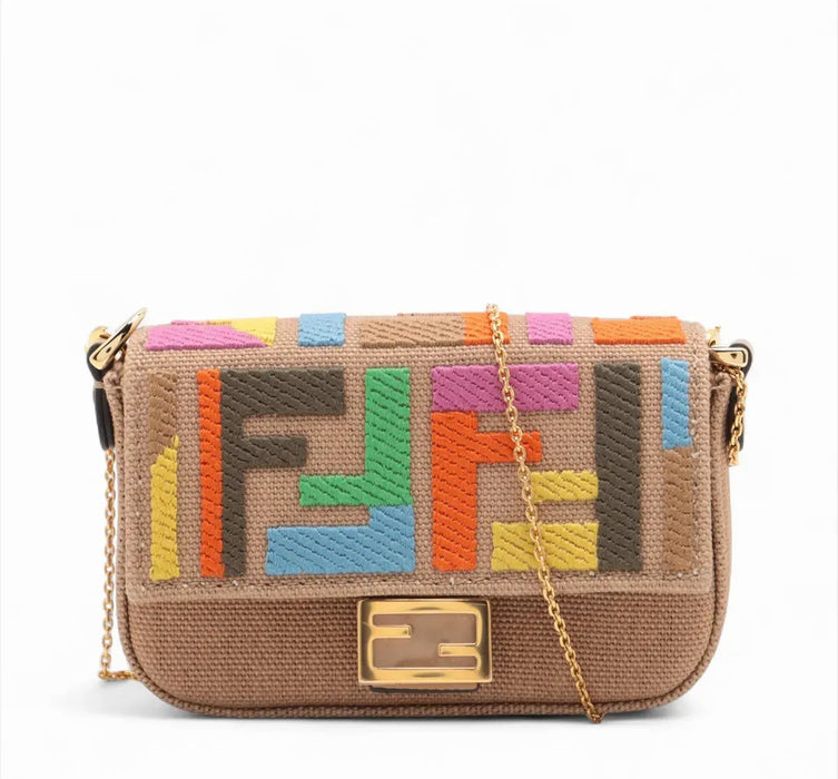 Fendi Nano Baguette Charm FF Embroidered