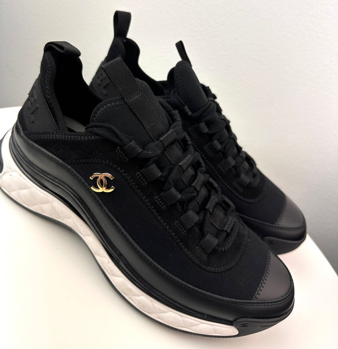 Chanel Mixed Fabric Sneakers in Black