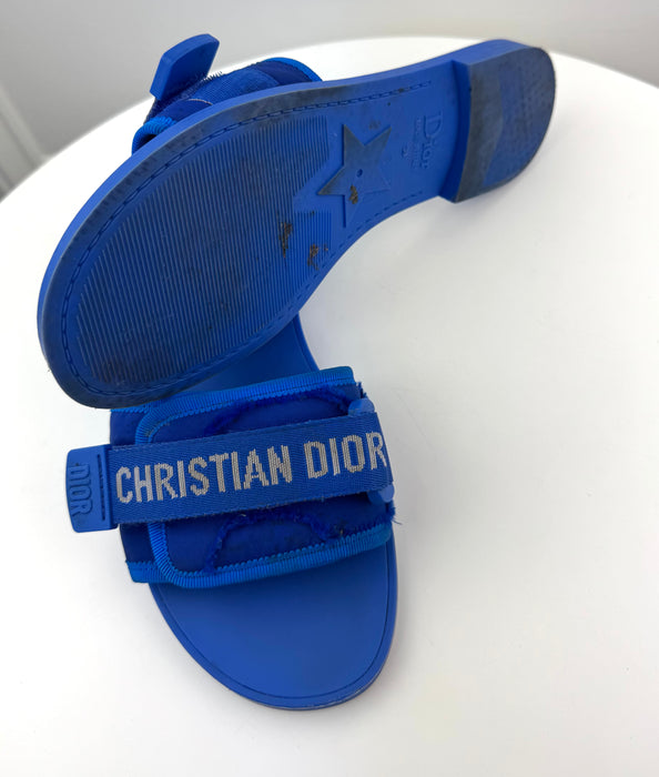 Dior (R)evolution Slides in Bright Blue Camouflage Technical Fabric