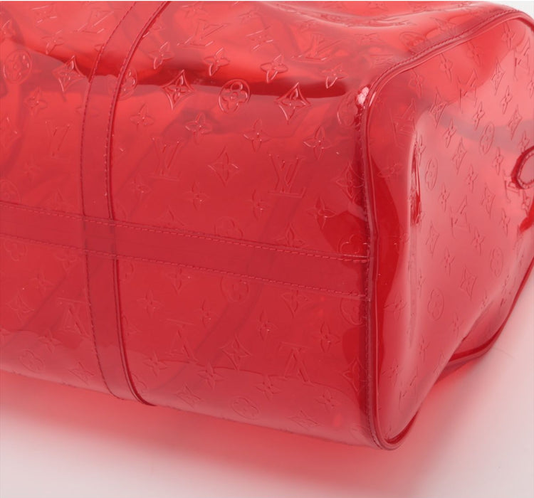 Louis Vuitton Virgil Abloh Red Monogram PVC Keepall Bandouliére 50