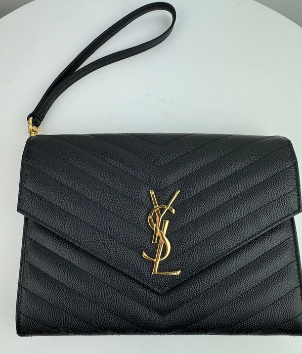 Saint Laurent Monogram Flap Clutch Wristlet Bag