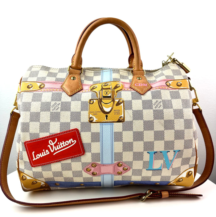 Louis Vuitton Damier Azur Summer Trunks Speedy Bandouliere 30