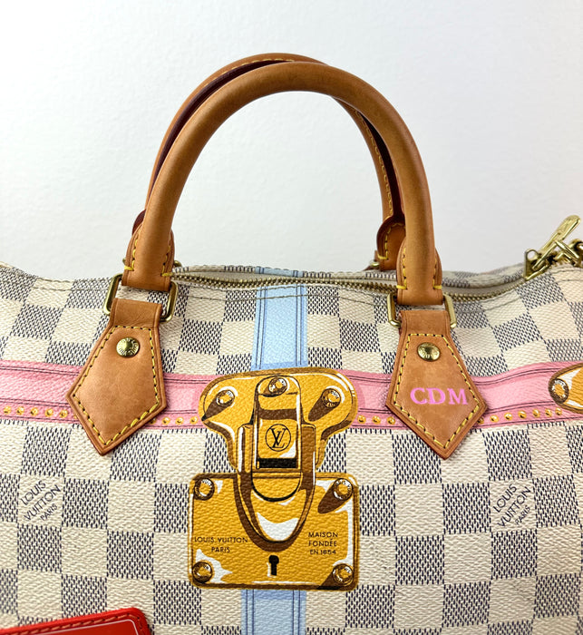 Louis Vuitton Damier Azur Summer Trunks Speedy Bandouliere 30