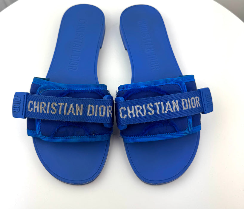 Dior (R)evolution Slides in Bright Blue Camouflage Technical Fabric