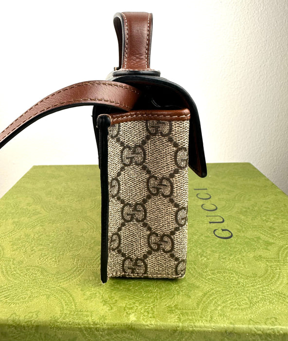 Gucci Padlock GG leather-trimmed shoulder bag