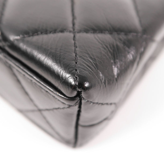 Chanel Shiny Aged Calfskin Quilted Mini Nano Kelly Shopper Black