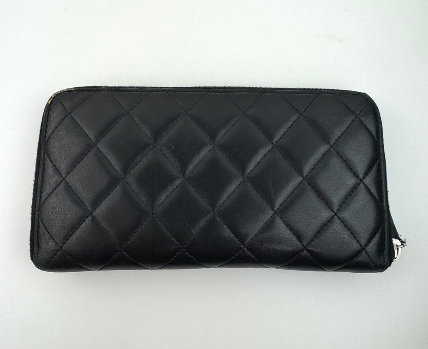 Chanel Lambskin Black Zip Wallet