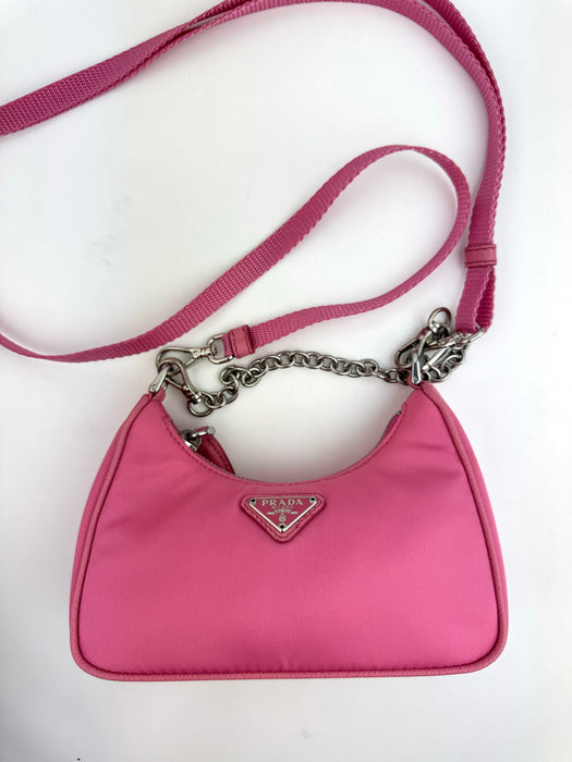 Prada Tessuto Nylon Mini Re-Edition Shoulder bag Pink — LSC INC