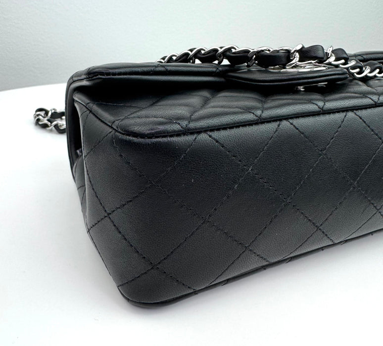 Chanel Classic Mini Flap Bag in Black with Silver hardware